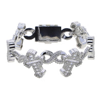 Iced Out Cross Infinity Charm Bracelet Micro Paved Cubic Zirconia Cuban Chain✨