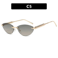 Cat Eye Rivet Rimless Sunglasses Women Luxury Sun Glasses Shades 🕶️