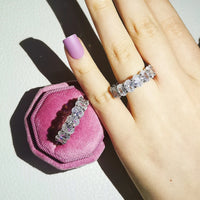 Luxury Green Black Pink Silver color Eternity Band Ring For Women 💍