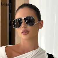 Fashion Oversized Oval Sunglasses Men-Women Vintage Punk Metal Frame Sunglasses 🕶️