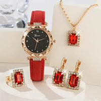 Luxury Rhinestone Women's Watches 5Pcs Set  Women Fashion Elegant Wristwatch 💎