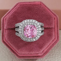 Luxury Fashion Pink Engagement Wedding Band Eternity Ring 💍