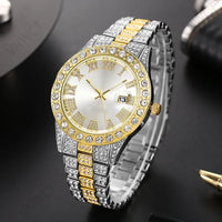 Luxury Men Watch Diamond Watch 2pcs Wrist Male Watch Rhinestone 💎