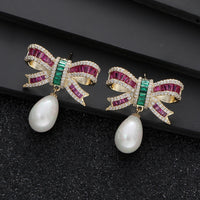 Bow Drop Earrings for Women Trendy Elegant Zircon Butterfly 🦋