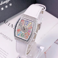 Ladies Watch Full Rhinestone Arabic Numeral Dial Design Leather ⌚️