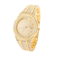 Diamond Watch 2 pieces set of With Bracelet Iced Out Golden Wrist Watches Luxury Brand 💎