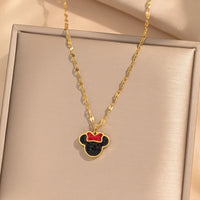Creative Shiny Zircon Minnie Mouse Pendant Necklaces  ✨