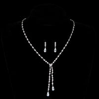 Luxury Geometric Water Drop Necklace Earrings Cubic Zirconia💎