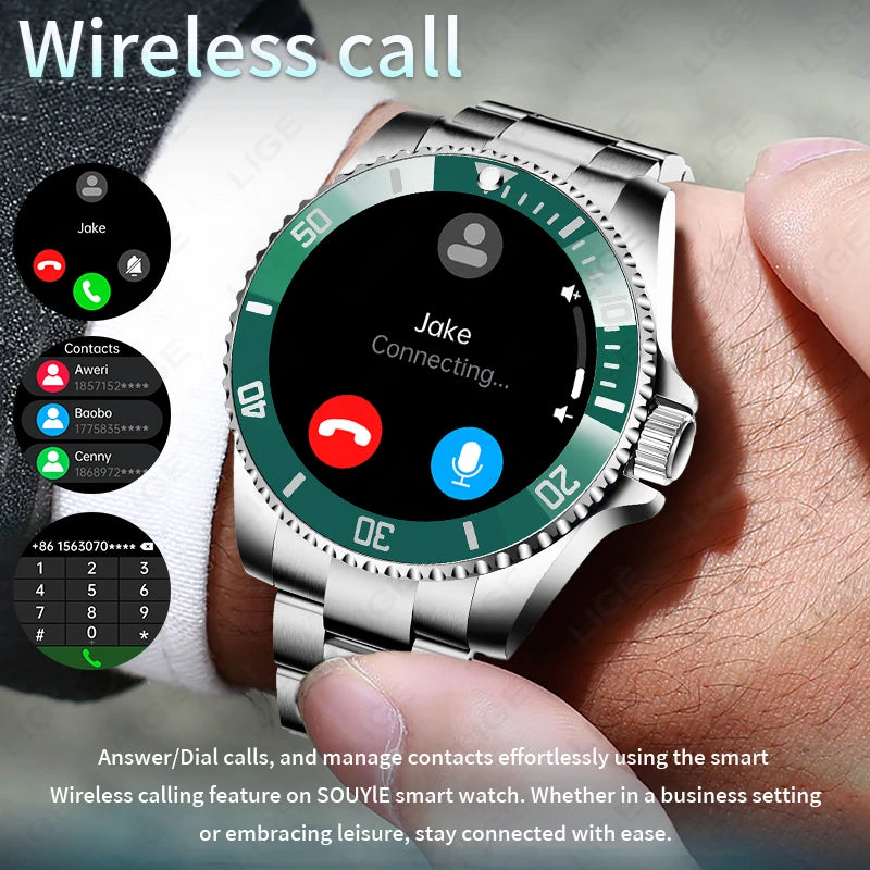 Screen Steel Smart Waterproof Bluetooth Call Clock Sports Watch⌚️