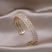 Fashion jewelry two-color plated zircon letter X opening bracelet 💎