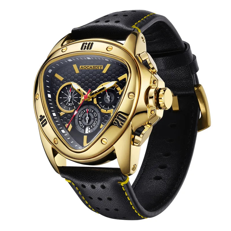 Luxury Chronograph Triangle Watch Men Top Watches Waterproof ⌚️