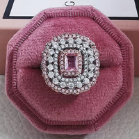 Luxury Fashion Pink Engagement Wedding Band Eternity Ring 💍