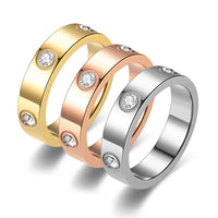Designer Style Classic Stainless Steel Diamond Ring - Unisex Jewelry Gift Size 5-11  💍