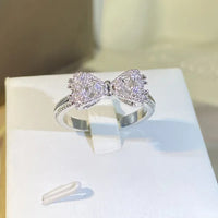 925 sterling silver Stamp Wedding Bands Statement Fancy Bow Ring 💍