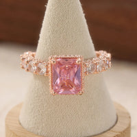 Square Pink Synthetic Zirconia Ring Jewelry 💍