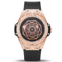 Men's Watch with Embedded Diamonds Waterproof Silicone Strap Night Light Sport