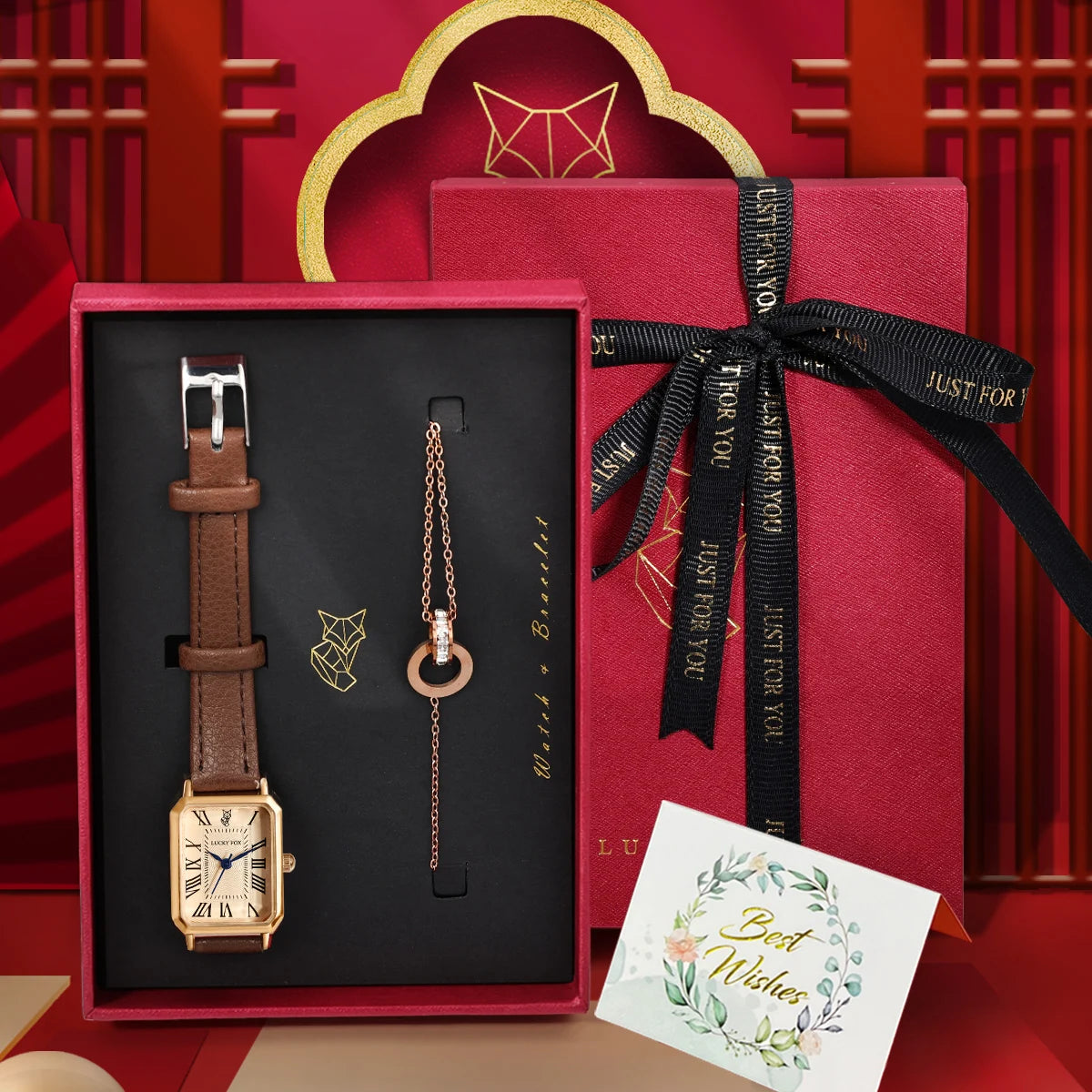 Light Luxury Gift Box Set Watch Bracelet Simple and Fashionable Women's  ⌚️
