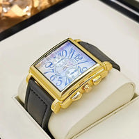 Luxury Business Men's Quartz Watch, Square Dial, with Calendar Display, Leather Strap⌚️