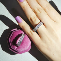 Luxury Green Black Pink Silver color Eternity Band Ring For Women 💍