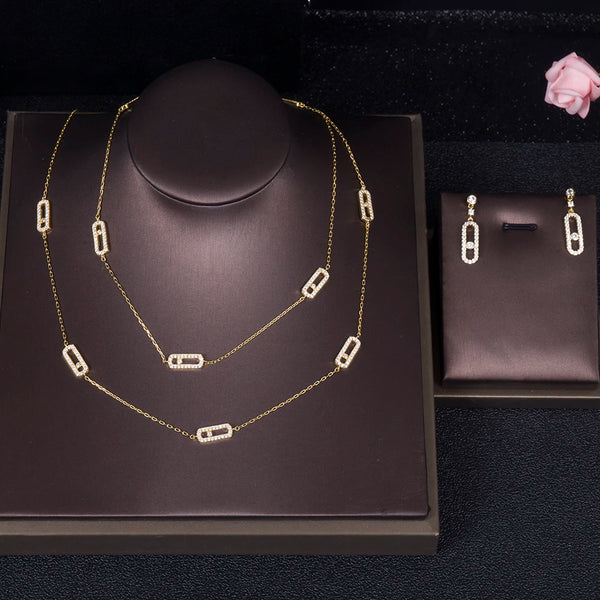 Luxury Earring Ring Sets Stackable Long Necklace 💎
