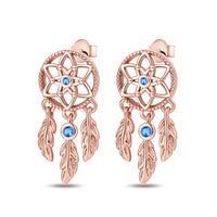 Original 925 Silver Rose Gold Flower Heart Square Loop Earrings Jewelry ✨