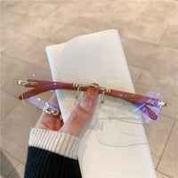 Rimless Sunglasses For Men Women Wooden Pattern Luxury Brand Retro Sun Glasses ✨