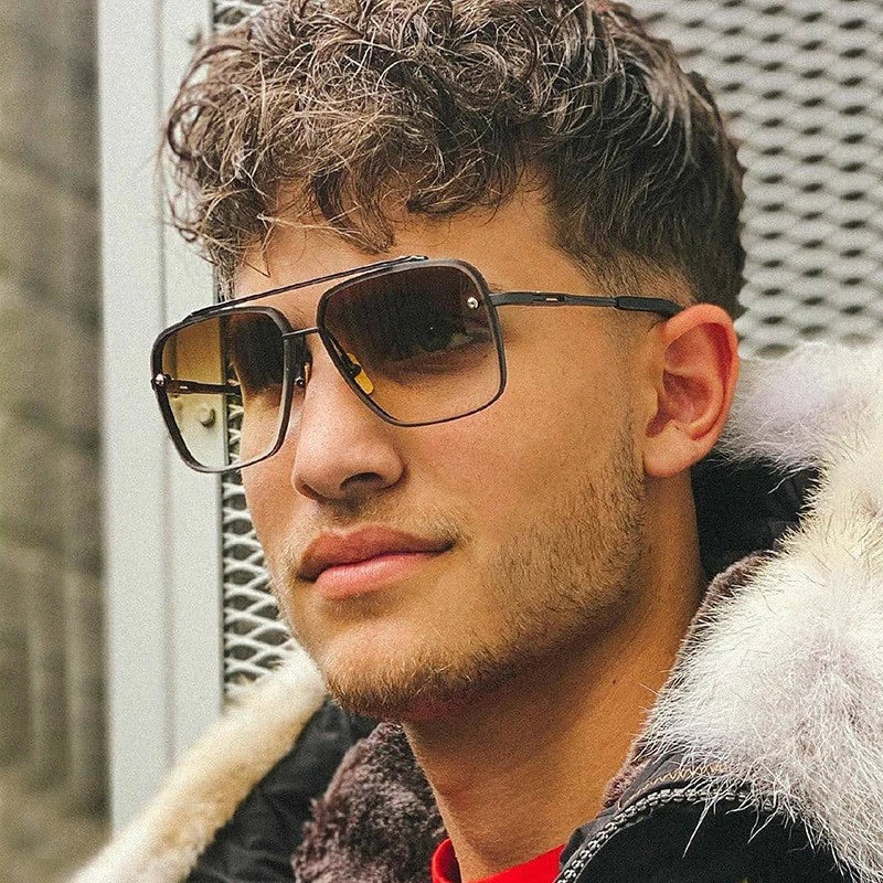 Luxury Metal Square Sunglasses Big Pilot Sunglasses 🕶️