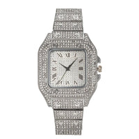 Luxury Full Diamond Square Watch Iced Out Crystal Quartz Wristwatch ⌚️