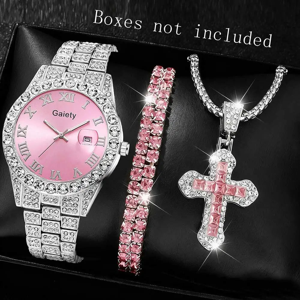 Luxury 1/3/4 PCS Men's Watch Set Roman Digital Scale Dial Quartz Watch Jewelry Set 💎