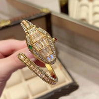 Luxury Banquet  Women's Snake-shaped Diamond-encrusted Bangle Quartz Watch 💎