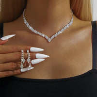 Silver plated rhinestone folding tassel earrings necklace💎