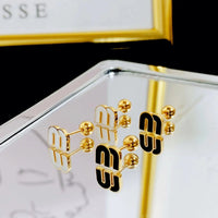 Stainless Steel Letter M Stud Earrings Brand Earrings ✨