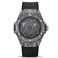 Men's Watch with Embedded Diamonds Waterproof Silicone Strap Night Light Sport