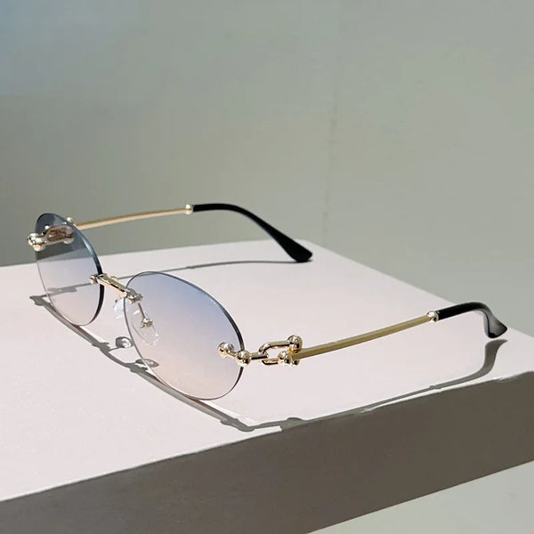 Luxury Designer Rimless Oval Sunglasses 🕶️