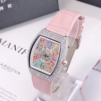 Ladies Watch Full Rhinestone Arabic Numeral Dial Design Leather ⌚️