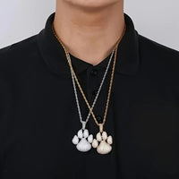 Hip Hop Ice Dog Claw Pendant Synthesis Zirconia Bear Claw Necklace Men Women 💎