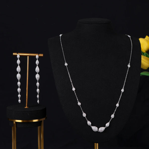 Zirconia Bling Hip Hop Jewelry Set Chain Choker Necklace Earring Set 💎