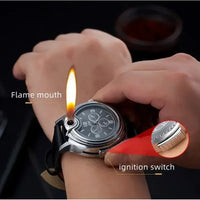 Metal Gas Windproof Portable Open Flame Lighter Smoking Outdoor Watch Inflatable ⌚️🔥