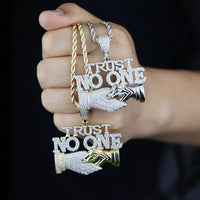 Trust No One Pendant Necklace Cuban Chain Hip Hop Iced Out Pendant Necklaces 💎
