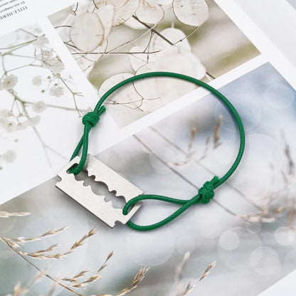 1 Stylish And Adjustable Stainless Steel Shaving Blade Bracelet With Colorful Lucky Bracelet