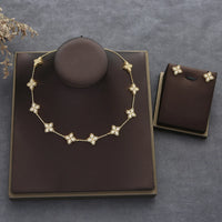 4pcs Luxury Flower Statement Necklace earring ring BraceletJewelry Set 💎