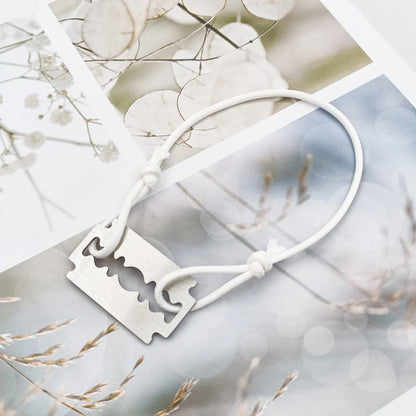 1 Stylish And Adjustable Stainless Steel Shaving Blade Bracelet With Colorful Lucky Bracelet