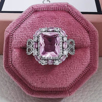 Luxury Fashion Pink Engagement Wedding Band Eternity Ring 💍