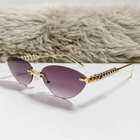 Cat Eye Rivet Rimless Sunglasses Women Luxury Sun Glasses Shades 🕶️