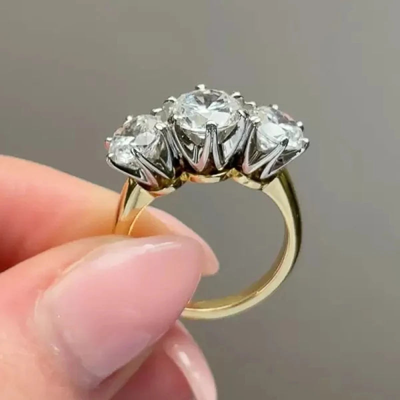 Luxury Elegant Women Rings Three Sparkling 💍