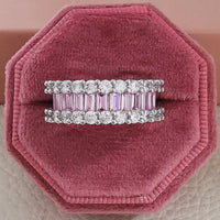 Luxury Fashion Pink Engagement Wedding Band Eternity Ring 💍