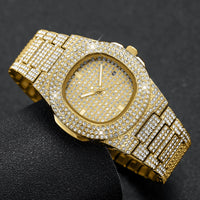 Luxury Full Diamond Men's Stainless Steel Watches Male Sports Quartz Wristwatch 💎