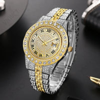 Luxury Men Watch Diamond Watch 2pcs Wrist Male Watch Rhinestone 💎