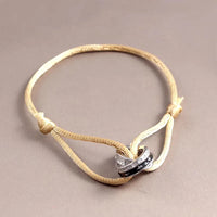 Diamond Adjustable Rope Bracelet Two Rings Interlock Stars ✨