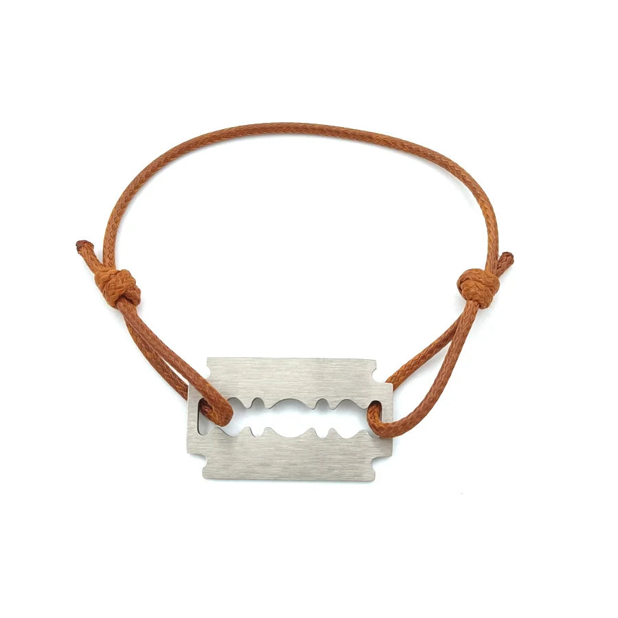 1 Stylish And Adjustable Stainless Steel Shaving Blade Bracelet With Colorful Lucky Bracelet